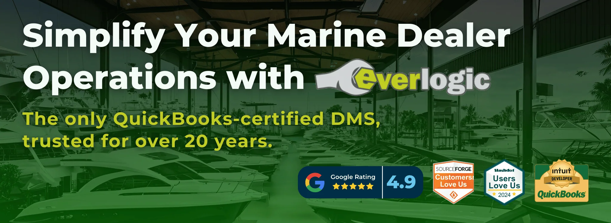 RV, Trailer, Golf Cart Dealer Management System - Everlogic Landing Page Marine