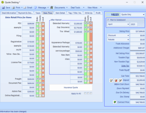 The Item Price checklist on EverLogic's dealership software allows dealers to customize sales the way they need to ensure a sale goes through.