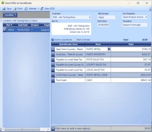 Unposted end of days ready to be sent to QuickBooks on EverLogic's dealership management software. The last step is simply to click "save" and the data will go to QuickBooks.